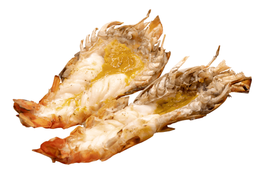 Grilled river prawns or lobsters isolated with clipping path in png file format
