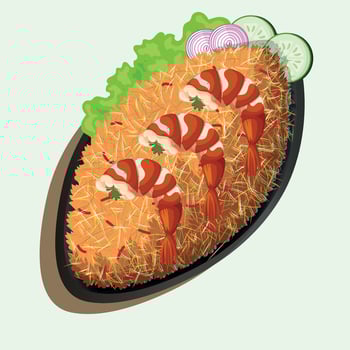 prawn fried rice vector