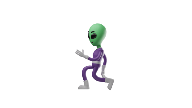 3D illustration. Weird Alien 3D cartoon character. Alien descended from outer space. An alien with a unique stepping pose. Aliens look cute. 3D cartoon character png