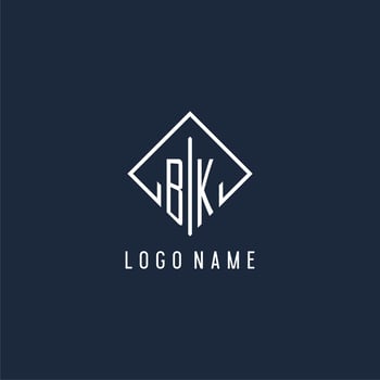 BK initial logo with luxury rectangle style design vector