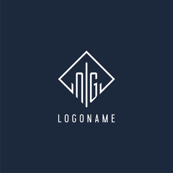 NG initial logo with luxury rectangle style design vector