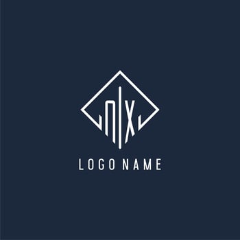 NX initial logo with luxury rectangle style design vector