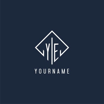 YE initial logo with luxury rectangle style design vector