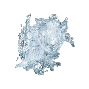 Blue water splash on transparent background. PNG, cut out graphic design element. Aqua, liquid, dynamic and motion. Realistic splashing water. 3D rendering. png