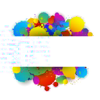 Text Space White Paper on Colorful Splashes Background, Vector Illustration