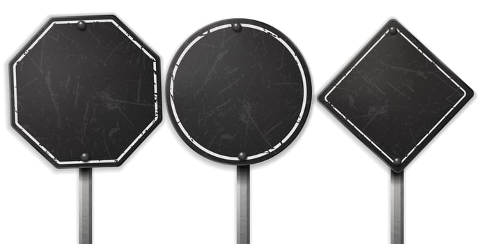 Vintage Rough Black Street Sign Sets, Vector Illustration