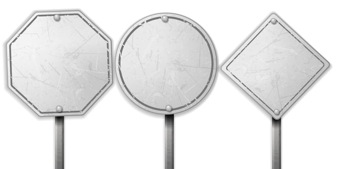 Vintage Rough White Street Sign Sets, Vector Illustration