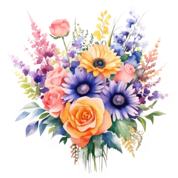 Watercolor flower bouquet. Illustration png