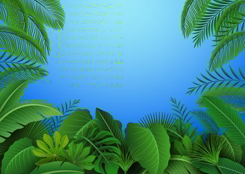 Background of Tropical Leaves. Suitable For Nature Concept, Vacation, and Summer Holiday, Vector Illustration