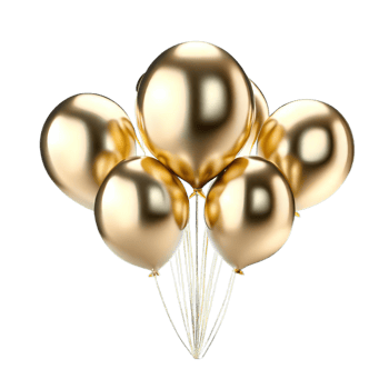 isolated gold balloon and celebration event, png