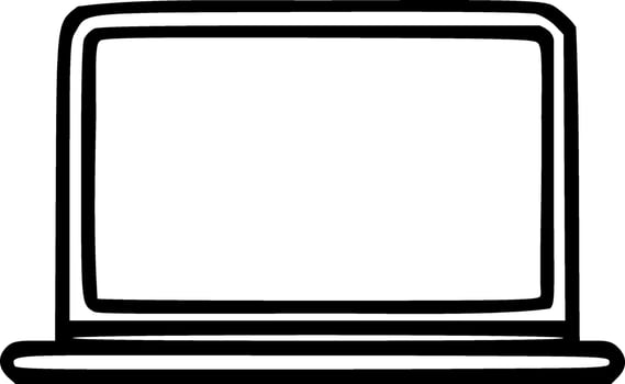 Laptop computer icon black outlines vector illustration