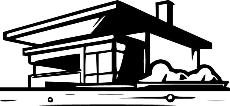 Modern house icon monochrome vector illustration