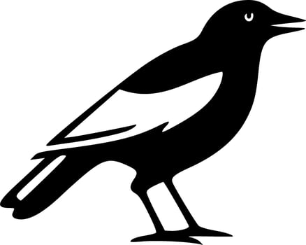 Magpie black outlines monochrome vector illustration