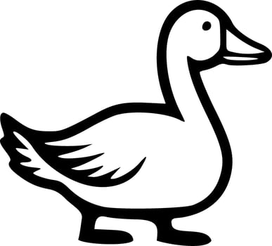 Walking goose black outlines monochrome vector illustration