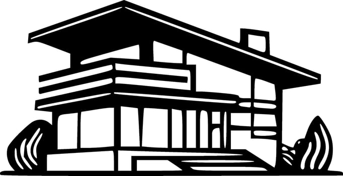 Modern house icon monochrome vector illustration