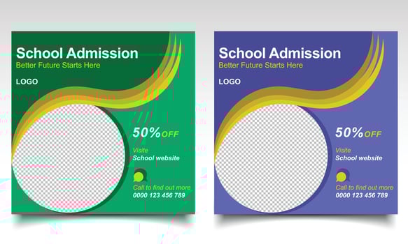 School banner design. School admission poster or left let. vector