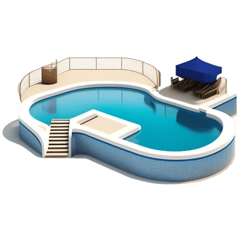 Serene Swimming Pool Scene Relaxing Poolside Illustration png