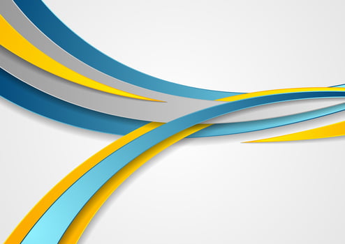 Blue and yellow abstract corporate waves background vector