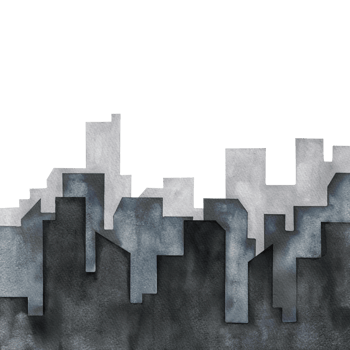 Buildings silhouette watercolor isolated background.Silhouette downtown scene illustration. png