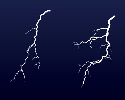 Two vector lightning bolts. Thunder and lightning