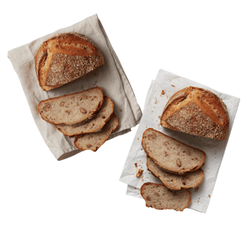 sliced bread top view on paper Cut out, isolated transparent background png