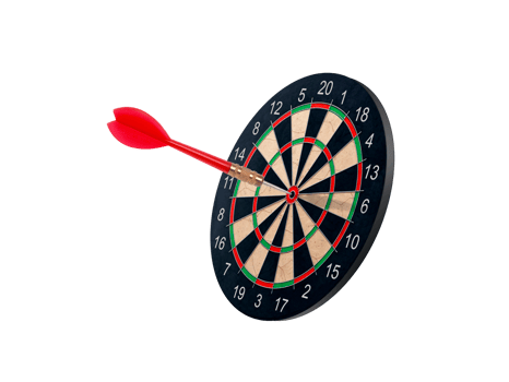 Dart hitting a target on the center. transparent background png