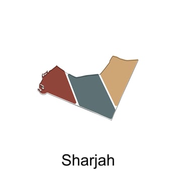 Map of Sharjah Province of United Emirate Arab illustration design, World Map International vector template with outline graphic sketch style isolated on white background
