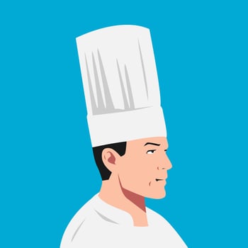 male chef portrait. side view. suitable for avatar, social media profile photo. vector graphic.