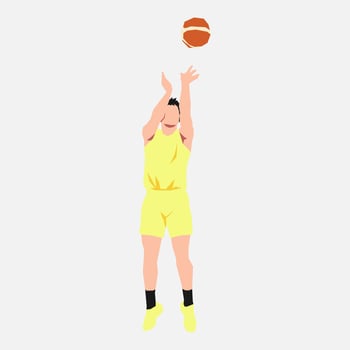 basketball athlete is playing and throwing a basketball. can be used for basketball, sport, activity, training, etc. flat vector illustration.