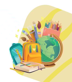 Back to School Illustration School Supplies Set Post Template vector