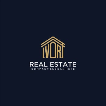 VR initial monogram logo for real estate design vector