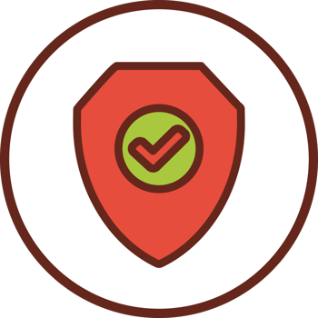 Shield check mark flat icon in circle. png