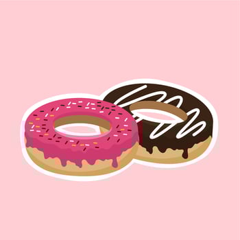 illustration of two donuts with chocolate topping vector