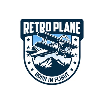 Vintage Plane Aviation Badge Logo Design Vector Template
