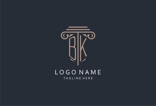 BK monogram logo with pillar shape icon, luxury and elegant design logo for law firm initial style logo vector