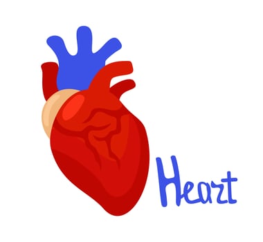 Vector isolated illustration of heart with lettering.