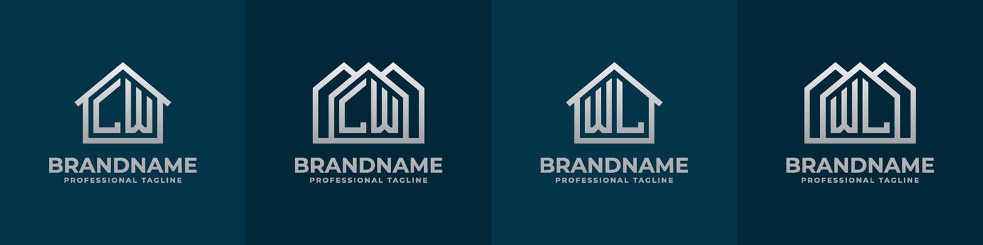 Letter LW and WL Home Logo Set. Suitable for any business related to house, real estate, construction, interior with LW or WL initials. vector