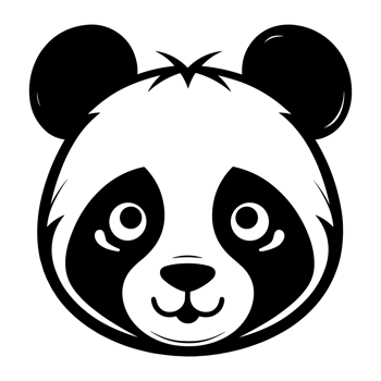 Panda Head Silhouette - png
