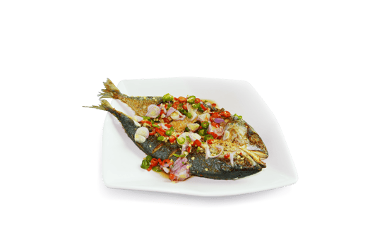 Salted mackerel salad in a white square plate It is a popular food of Thailand PNG transparent