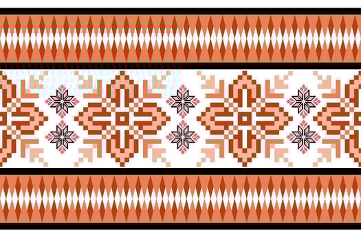 Floral Cross Stitch Embroidery on white background.geometric ethnic oriental seamless pattern traditional.Aztec style abstract vector illustration.design for texture,fabric,clothing,wrapping,sarong.