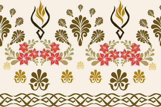 Floral Cross Stitch Embroidery on white background.geometric ethnic oriental seamless pattern traditional.Aztec style abstract vector illustration.design for texture,fabric,clothing,wrapping,sarong.