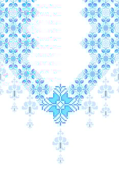 Floral Cross Stitch Embroidery on white background.geometric ethnic oriental seamless pattern traditional.Aztec style abstract vector illustration.design for texture,fabric,clothing,wrapping,sarong.