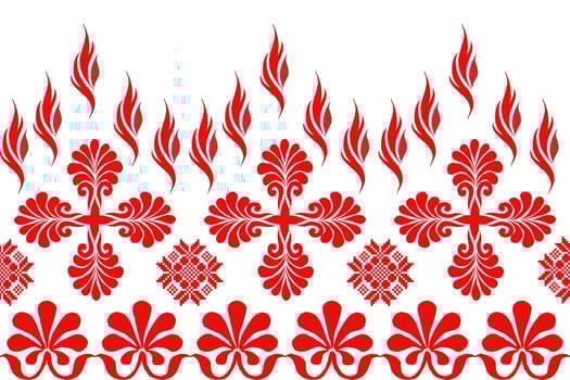 Floral Cross Stitch Embroidery on white background.geometric ethnic oriental seamless pattern traditional.Aztec style abstract vector illustration.design for texture,fabric,clothing,wrapping,sarong.