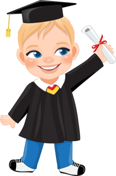Boy holding diploma in academic gown for graduation day, Happy boy cartoon character for graduation day card template png