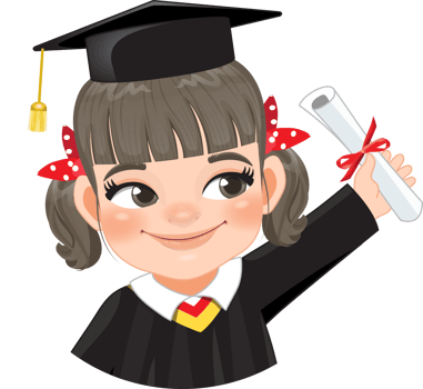 Girl holding diploma in academic gown for graduation day, Happy girl cartoon character for graduation day card template png