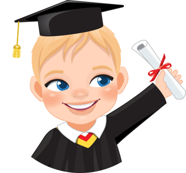 Boy holding diploma in academic gown for graduation day, Happy boy cartoon character for graduation day card template png
