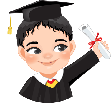 Boy holding diploma in academic gown for graduation day, Happy boy cartoon character for graduation day card template png
