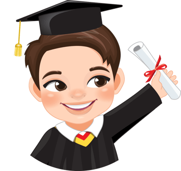 Boy holding diploma in academic gown for graduation day, Happy boy cartoon character for graduation day card template png