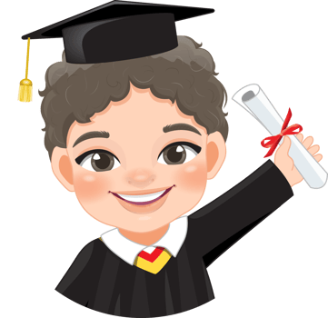 Boy holding diploma in academic gown for graduation day, Happy boy cartoon character for graduation day card template png