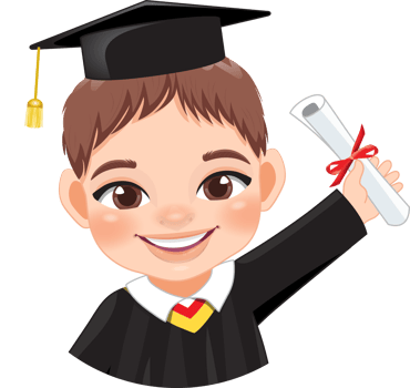 Boy holding diploma in academic gown for graduation day, Happy boy cartoon character for graduation day card template png